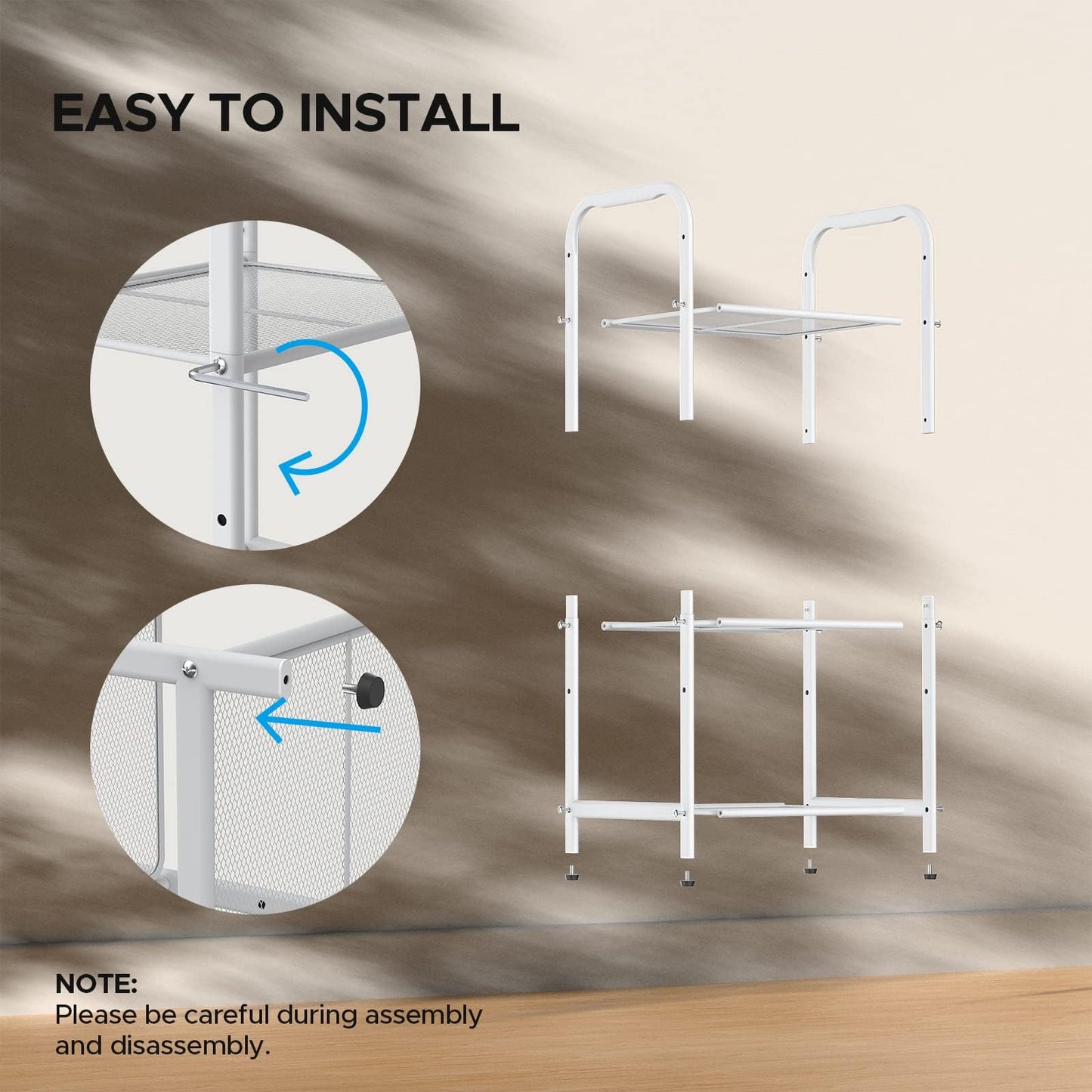 MAX Houser Storage Rack with Shelf,Industrial Style Extendable Plant Stand, Standing Shelf Units for Kitchen, Bathroom, Office,Living Room, Balcony, Kitchen (White, 3 Tier)