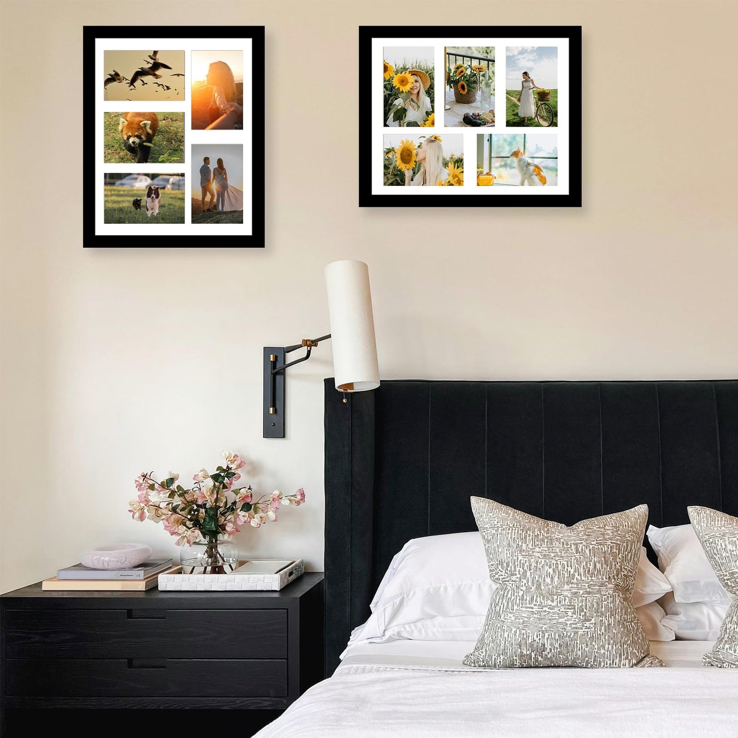 JCJMY 11x14 Picture Frame, 4x6 Collage Picture Frame, Display 5 Pcs 4x6 Photos or 11x14 Picture, Five Opening 4x6 Collage Frame for Wall Hanging, Lightweight 4 x 6 Multi Pictures Frame, Black