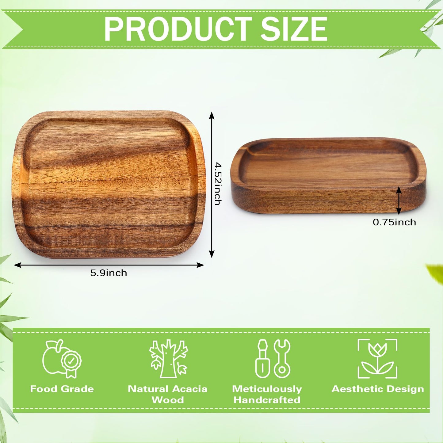 Honeydak 4 Pcs Acacia Wood Spoon Rest for Stove Top Handmade Smooth Wooden Kitchen Spoon Holder for Ladles Tong Cooking Accessories Housewarming Gifts, 5.9" x 4.5"