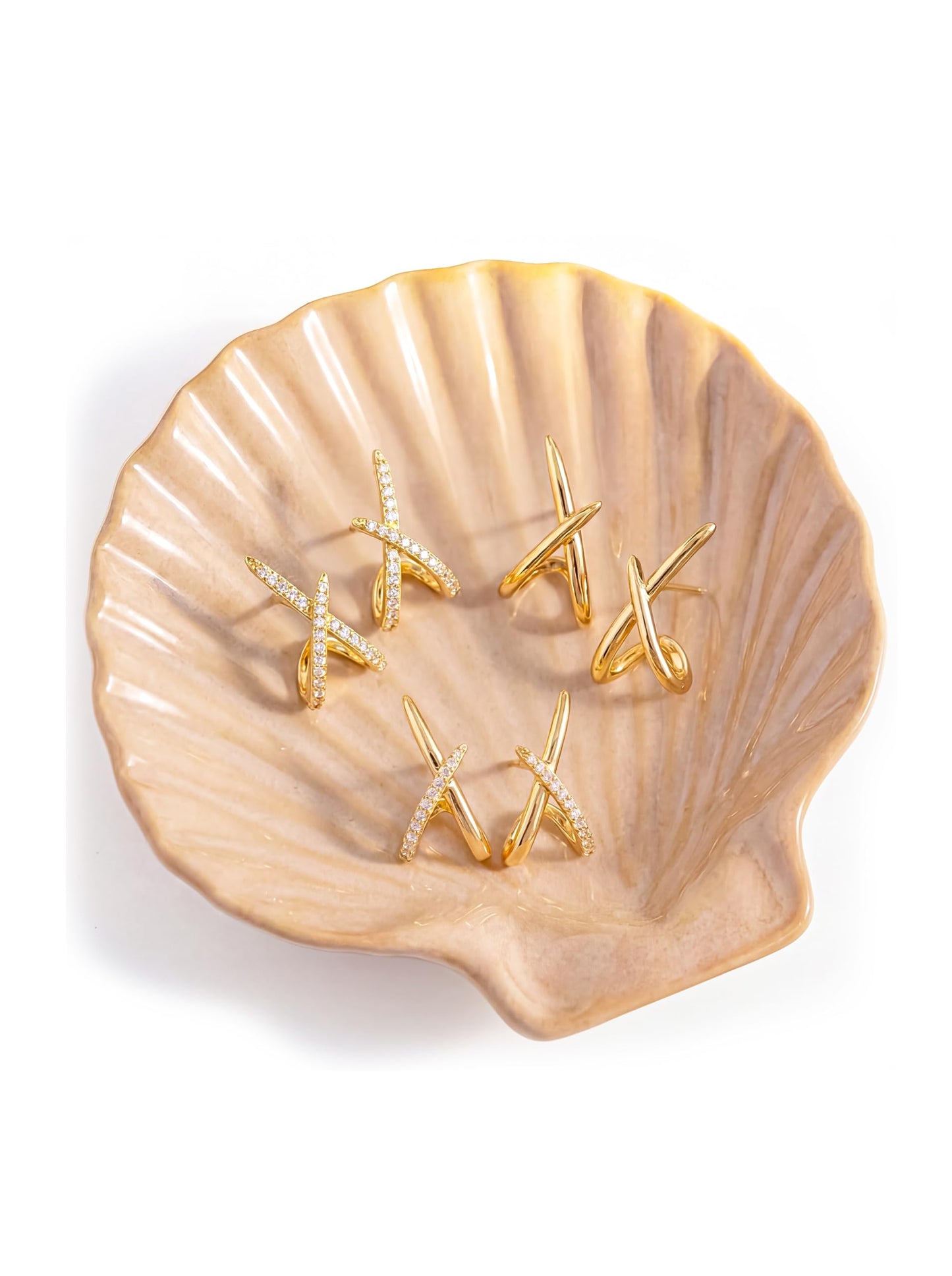 MUMREUES Jewelry Tray Trinket Dish Ceramic Shell Jewelry Holder Decorative Plate Bowl Organizing Rings Earrings Necklaces Keys Cute Small Tray Gifts for Mom