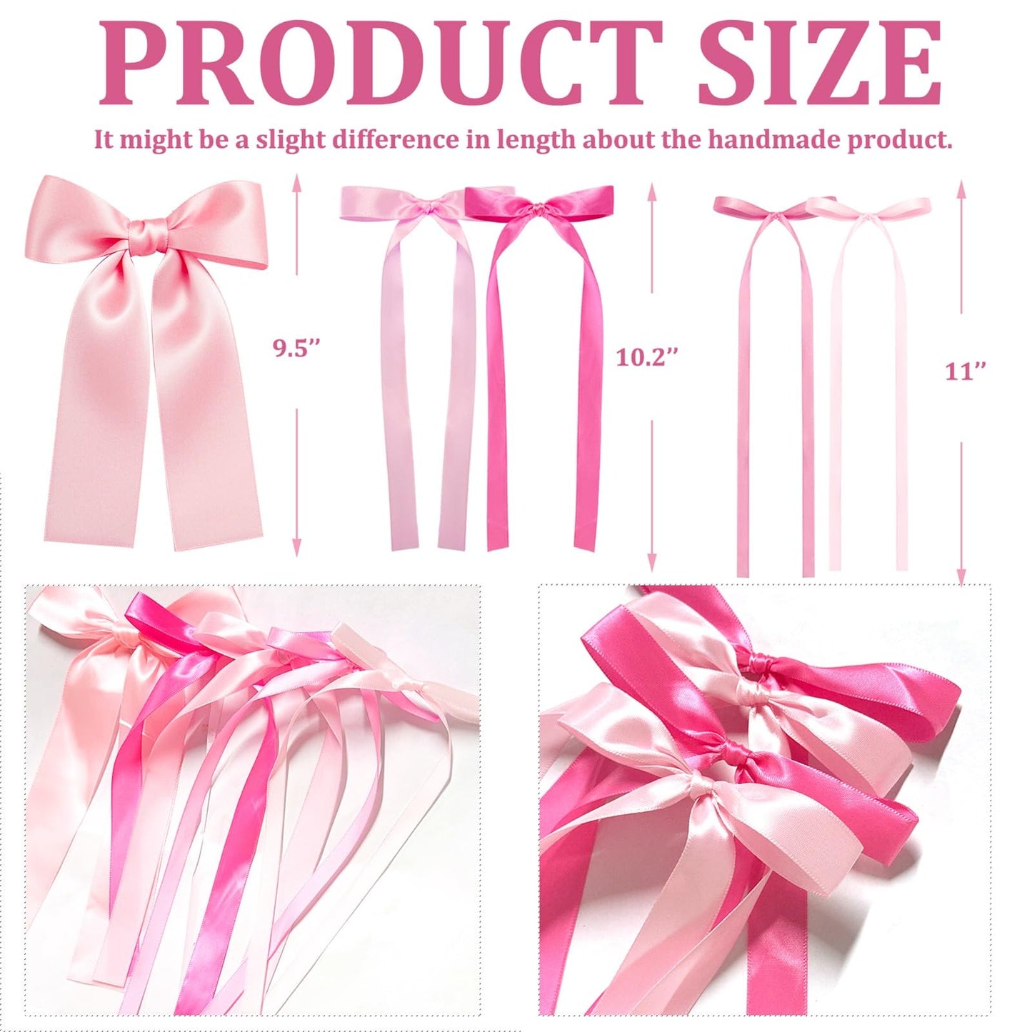 Pink Bow Wall Décor Backdrop Ribbon Bow Garland DIY Pink Bows Party Decorations for Baby Shower Women Girls Coquette Birthday Christmas Room Bedroom Decoration 50Pcs