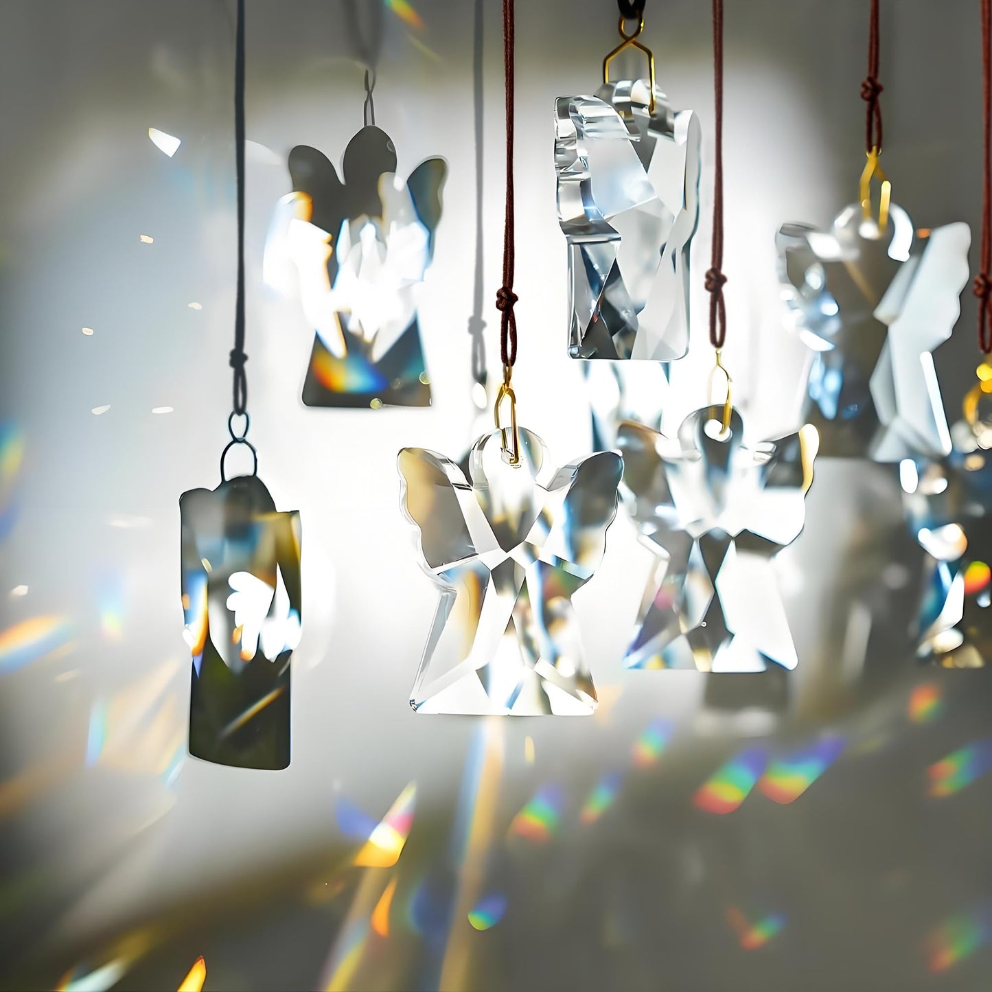 H&D HYALINE & DORA Crystal Angel Prisms Hanging Ornament, 12 Pcs Glass Angel Prisms for Window Hanging, Chandelier Crystal Replacement, Hanging Decor for Christmas Tree (Clear)