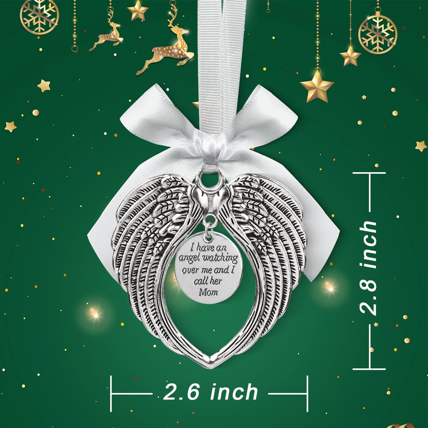 Angel Wings Memorial Christmas Ornament for Holiday Decorations in Loving Memory of Loved One Gifts for Who Loss of Grandma Sympathy Keepsake Charm