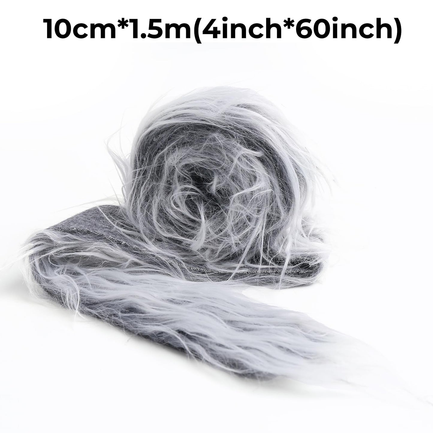 Shaggy Plush Faux Fur Fabric Precut Strips Frost Gray Fur Fluffy Fuzzy Craft Fur for Christmas Decoration DIY Craft Gnomes Beard Hair Dwarf Cosplay Costume (Frost Gray, 4x60 inch)