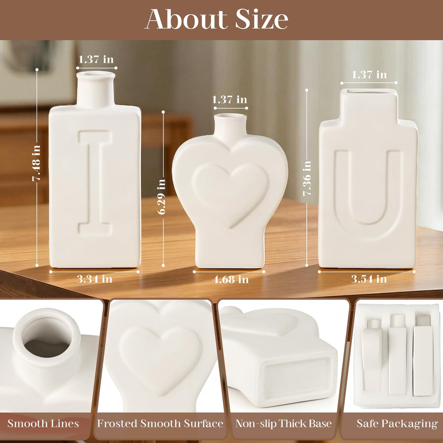 TBWIND White Ceramic Vases Set of 3, Modern Minimalist Aesthetic Home Decor Vases for Dining Table Centerpiece, Entryway, Bedroom and Bookshelf Styling.