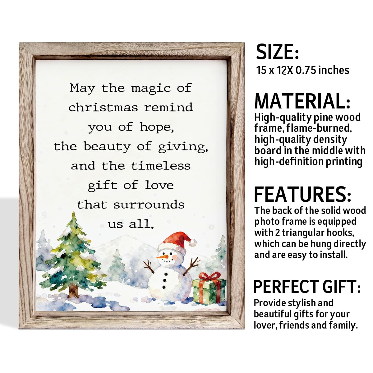 Christmas Decor, Inspirational Christmas Quote Wood Sign, Snowman Decors, Xmas Tree Home Party Decor, Wall Decors Art, Xmas Gift for Women Men, Framed Wall Plaque Sign 38 * 29 inches