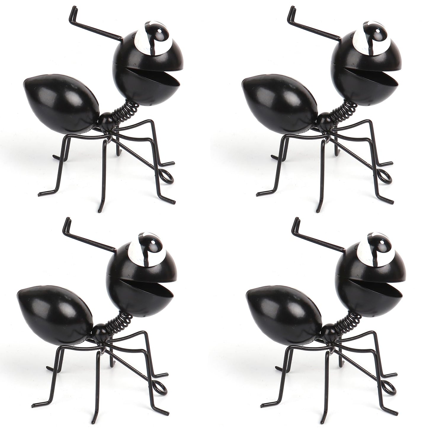 Cruis Cuka Metal Yard Art Garden Decor Cute Ant Outdoor Fence Decorations Lawn Ornaments - Set of 4 Black