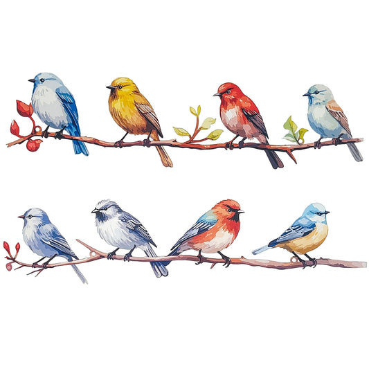 We Moment 2 Pcs Metal Birds Wall Art Decor Vivid Birds on Branch with Leaves Rustic Wall Decor Metal Sculpture Hanging Sign for Home Balcony Garden Indoor Outdoor(Colorful)