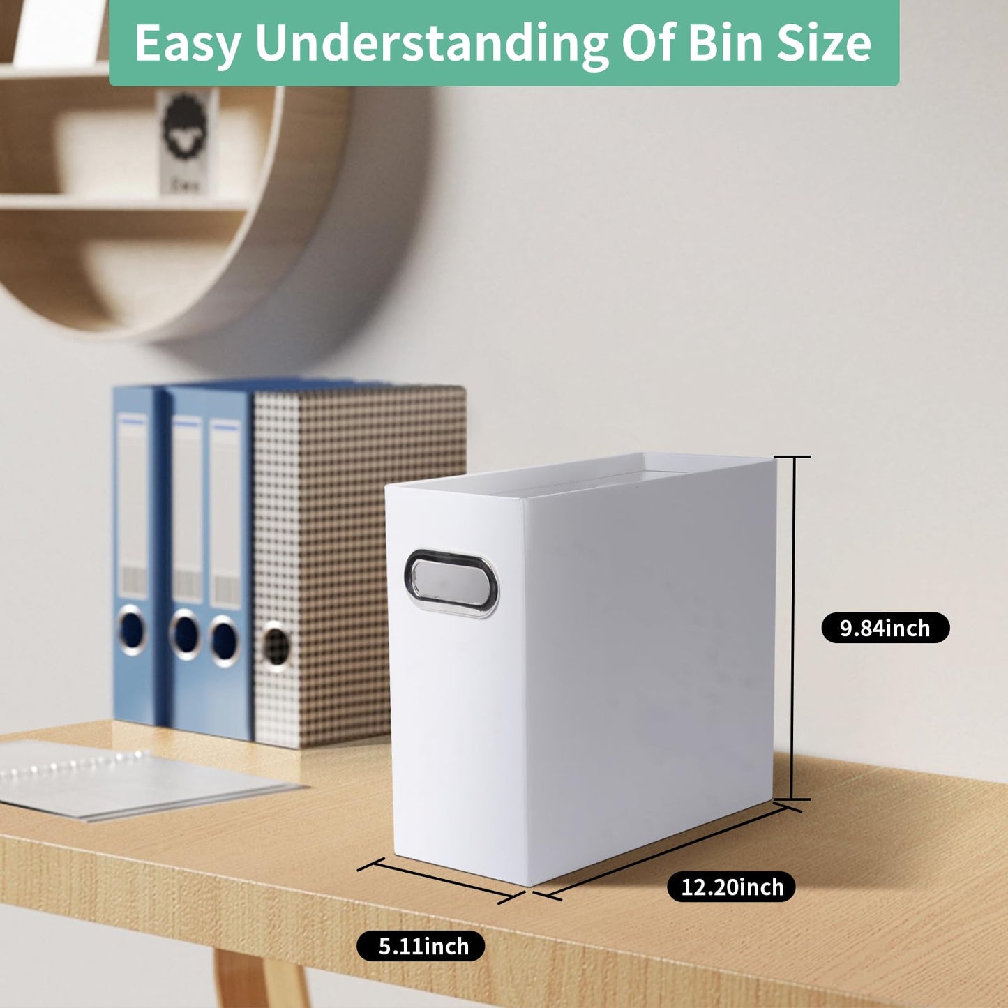 Tcbelosion Collapsible File Organizer Box with Handle, Filing Organizer for Home or Office, Small Portable File Box(1 Pack, White)