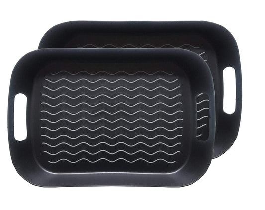 Hawkie Business Serving Tray with Handles 2 Pack (2 Pack Black)