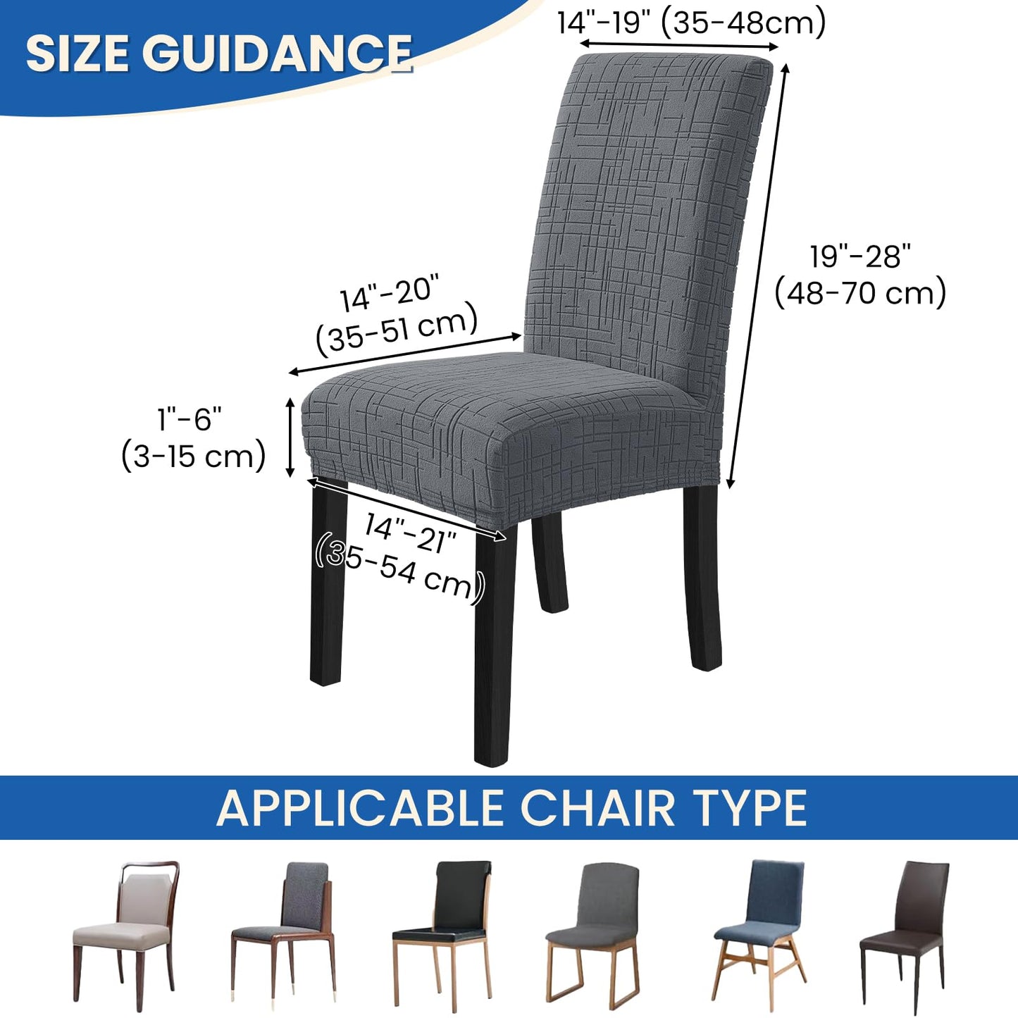 CYCMACO Dining Room Chair Covers Set of 6, Stretch Chair Covers, Washable Dining Chair Slipcovers, Kitchen Chair Covers, Parsons Chair Slipcover for Home, Restaurant, Banquet (Light Gray)