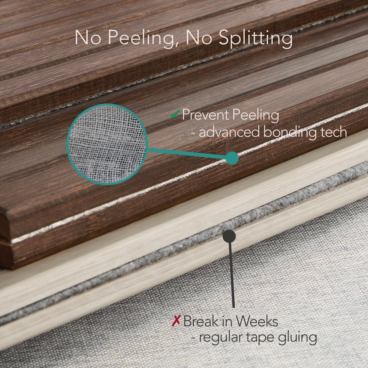 DETOR Couch Arm Tray with Spacious 12.4" x 5.4" Storage Box, Walnut Bamboo Finish, Enhanced Non-Slip Felt Bottom, Sturdy Bamboo Slats, Fits Armrests 6" and Wider