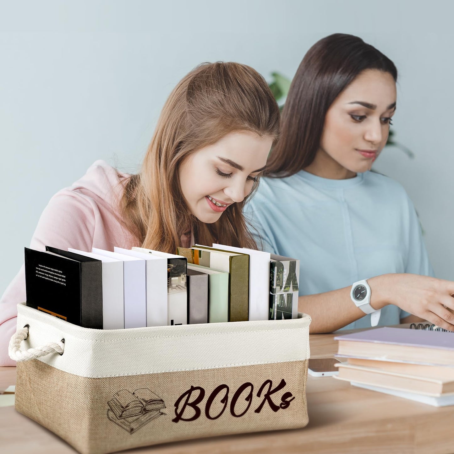 Marsui Book Lover Gifts Books themed Storage Basket Storage Bin Bookish Accessories Bookworm Gift for Club Members Student Teacher Reading Accessories