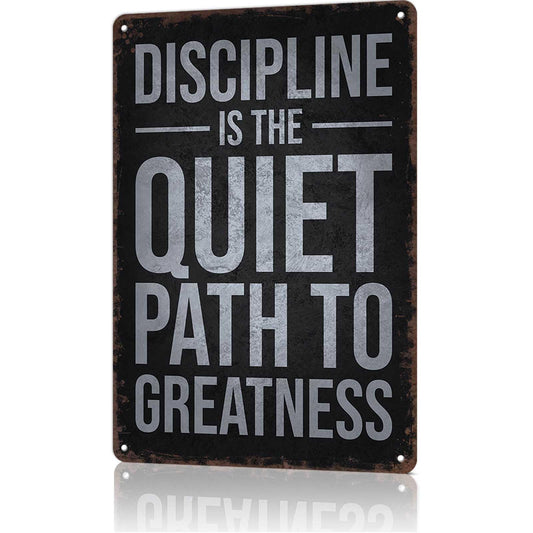 Vintage Metal Sign Discipline Is Path To Greatness - Motivation Workout Room Signs Retro Tin sign For Gym Workout Posters Fitness Plaque Inspirational Wall Decor 8x12 Inches