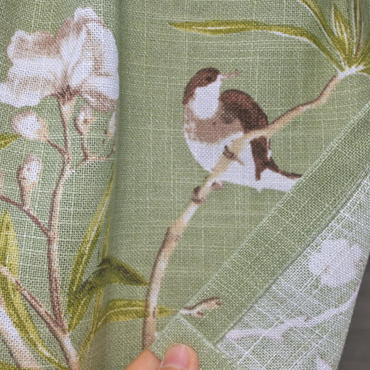 Farmhouse Birds Curtains 96 Inches Length Grommet Half Light Blocking Green Tree Pattern for Living Room Vintage Floral Print Window Drapes for Sliding Glass Door Home Decor 1 Panel W55 X L96 Inch
