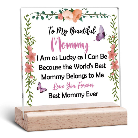 Mom Birthday Desk Decorative Sign from Daughter Son Mother Acrylic Plaque Christmas Desk Sign for Mom Mommy Gift for Mothers Day Mother Acrylic Decor from Daughter Son Mommy Thanksgiving Birthday Gift