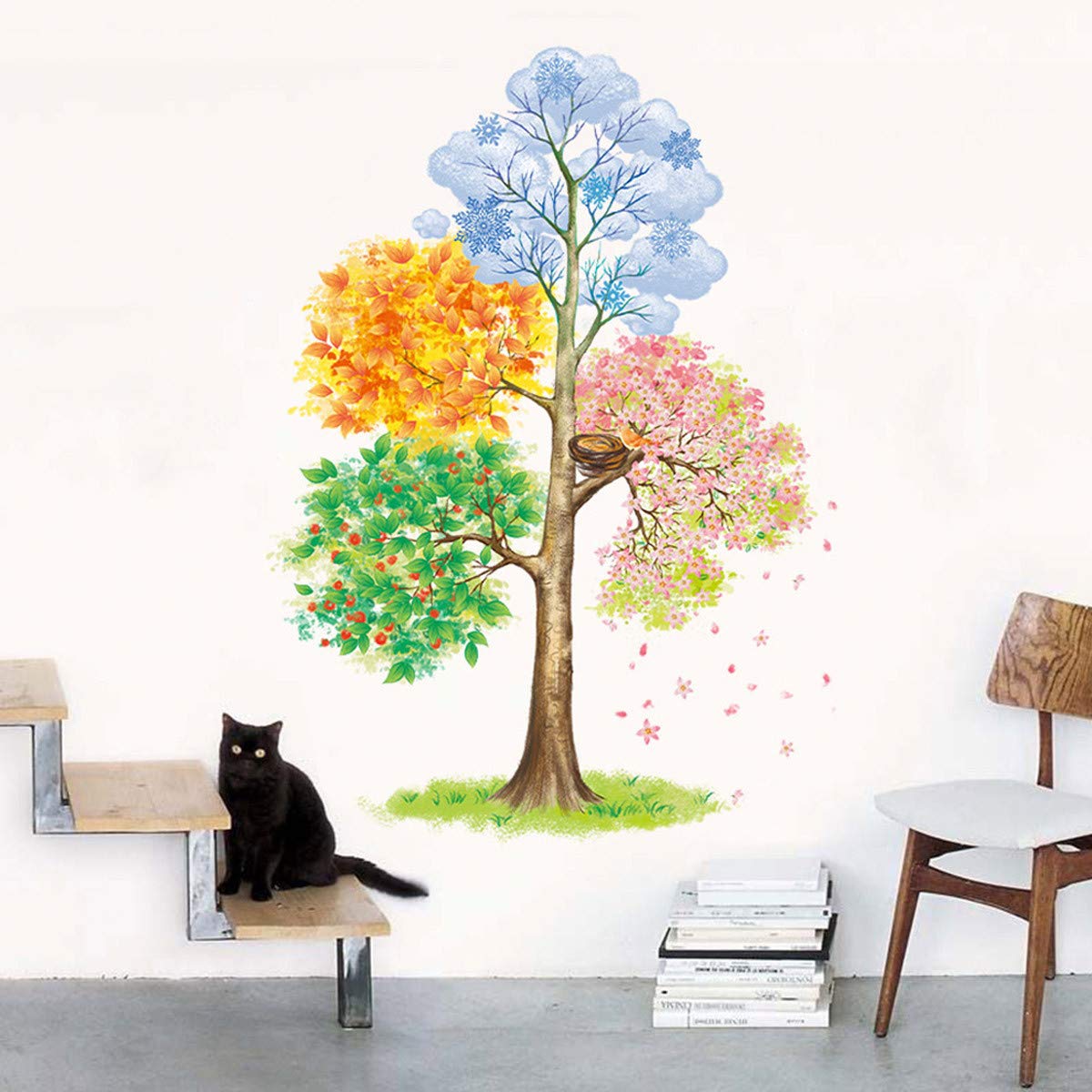 ufengke Four Seasons Tree Wall Stickers Removable Vinyl Wall Decals Art Decor for Bedrooms Living Room