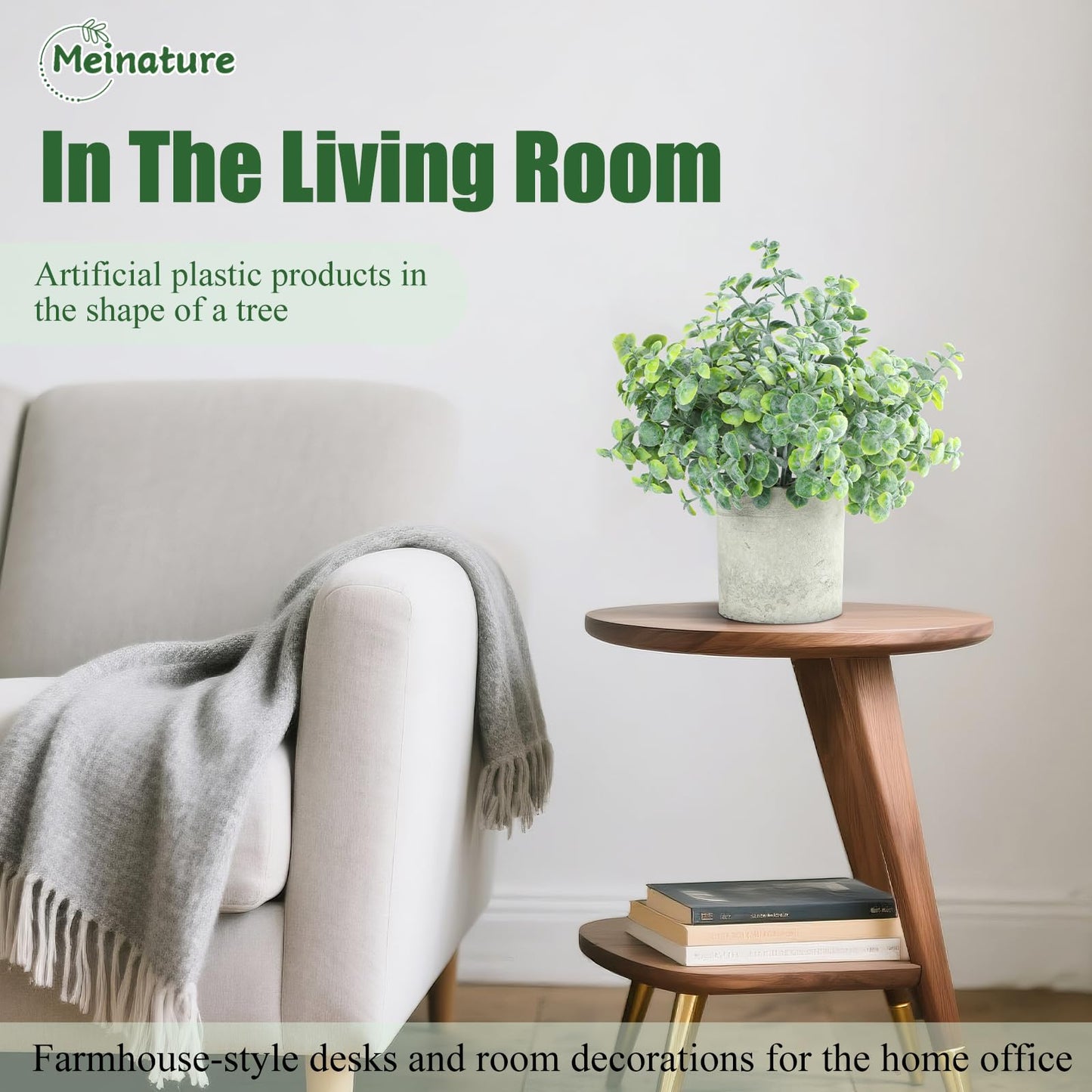 Meinature 3 Pack Life-Like Potted Fake Plant, Artificial Plants Indoor, Artificial Frost-Hung Green Plants，No Need for Maintenance，Suitable for Desktop or Shelf Decoration in Homes and Offices