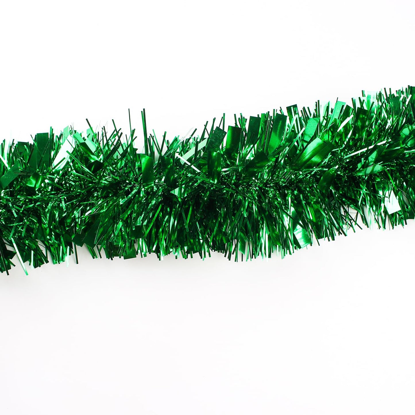 LZZYWYDTT 33FT Christmas Tinsel Garland,Green Shiny Metallic Foil Decorations for Parade Floats, Halloween, Christmas Tree, New Year Parties,Birthday Party,Indoor and Outdoor Disco Party Supplies