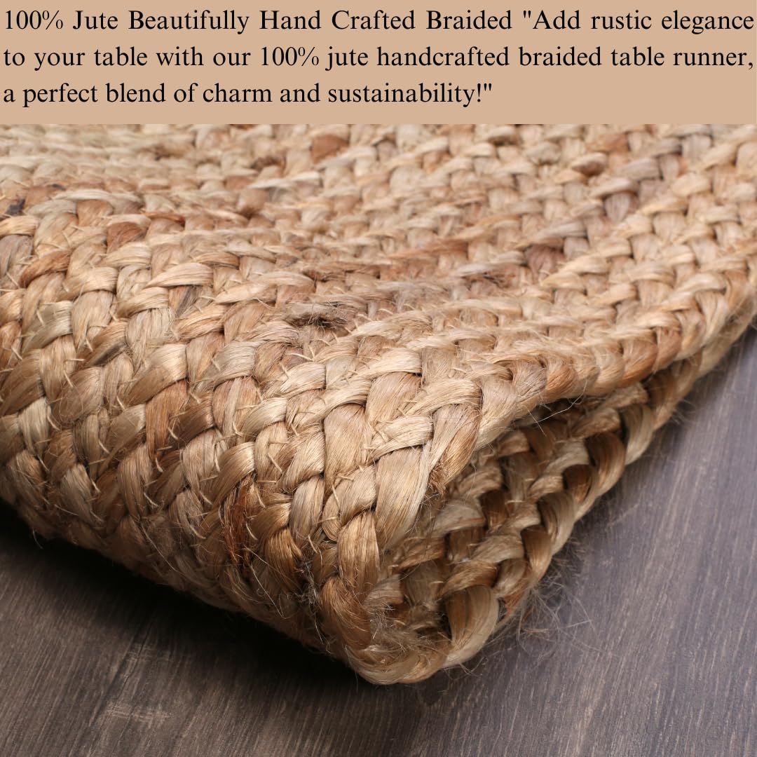 Savi Home Farmhouse Jute Burlap Table Runner 36 Inches Long, Organic Eco-Friendly Rustic Vintage Dining Table Runner, 13x36 Natural Jute Braided Table Runner