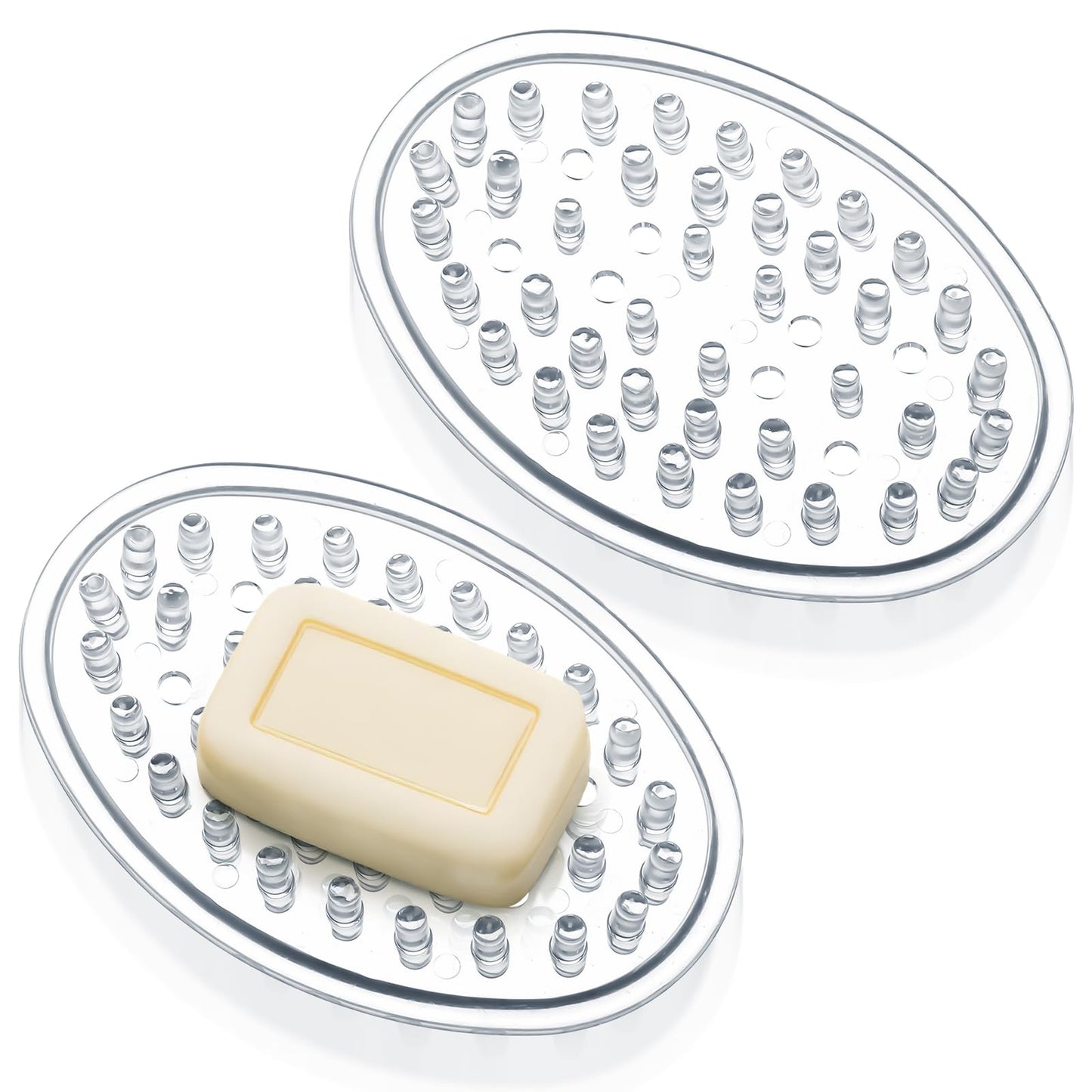 Matwsec 2PCS Plastic Soap Dish Clear Plastic Soap Holder for Bathroom Counter Shower Kitchen