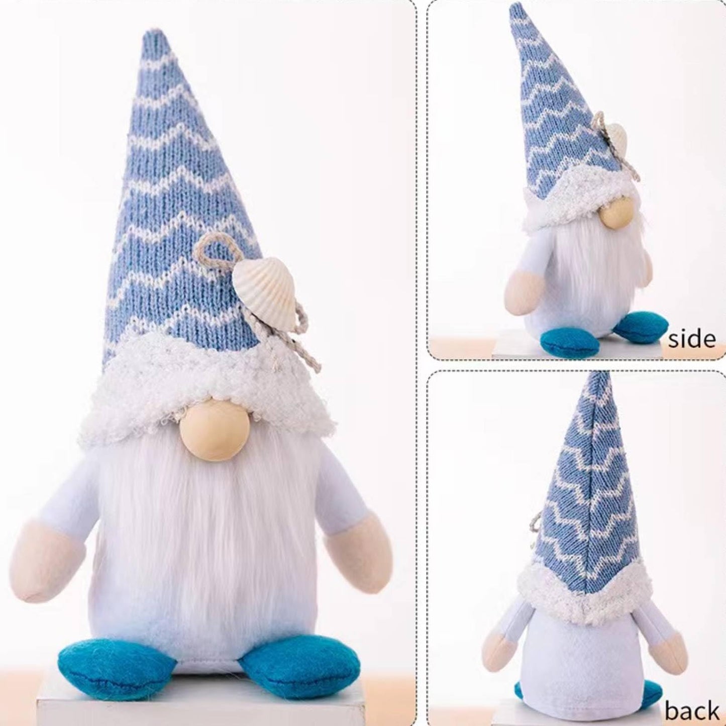 ALYRMEI Summer Gnomes Decorations, Beach Gnome Plush Decor for Home Ocean Day Gnomes Tiered Tray Decor Handmade Tomte Swedish Nisse Scandinavian Elf Dwarf,Birthday Gnome Gifts, White