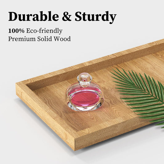 LEMIKKLE 2-Tier Wood Bathroom Counter Organizer with Basket,Waterproof Vanity Perfume Skincare Storage for Bathroom, Kitchen, Dresser