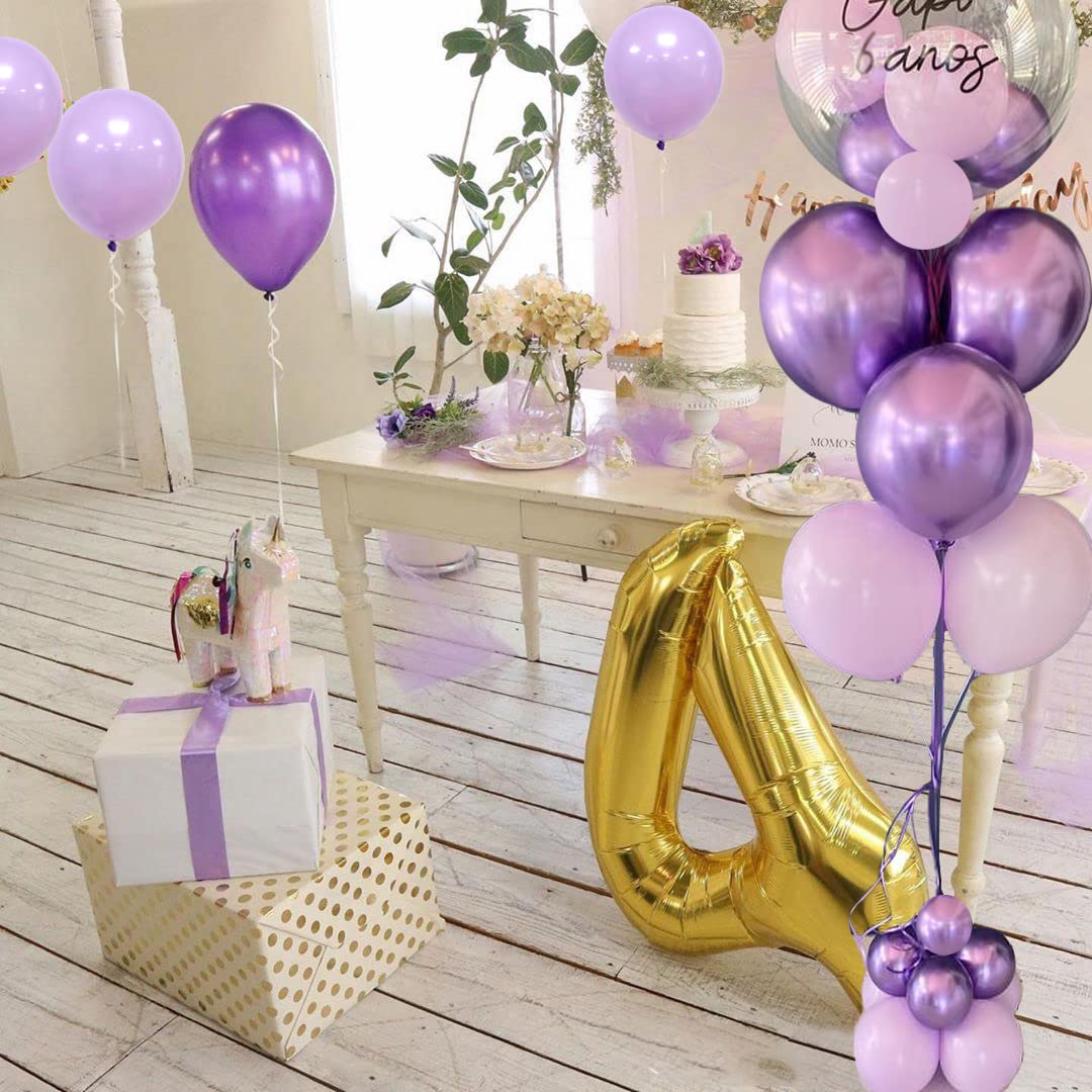 Purple Balloons Lavender Purple Balloon, 50 Pcs 12inch Lavender Lilac Purple Confetti Latex Balloons for Birthday Bridal Shower Wedding Party Decorations