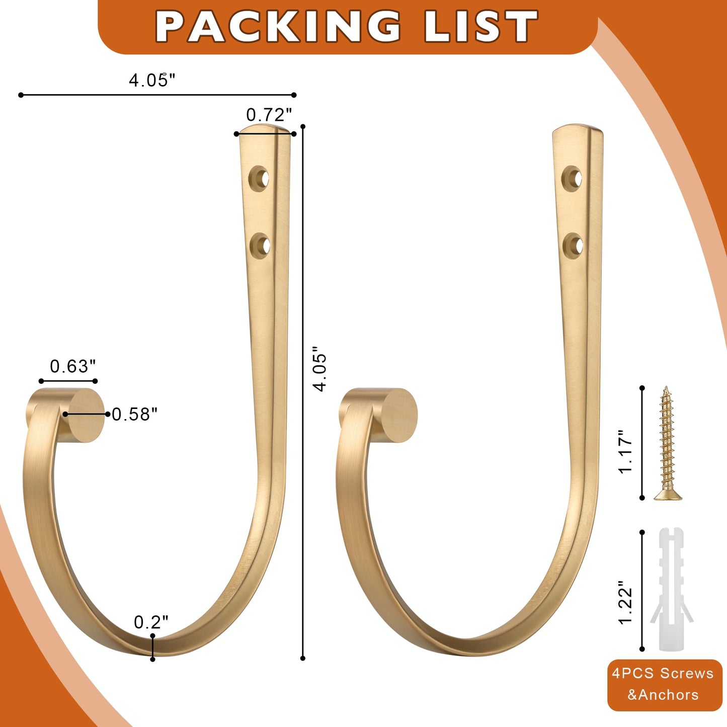 Mayrhyme Curtain Holdbacks 2Pcs,Warm Gold Barrel Zinc Alloy Curtain Tiebacks,Wall Mounted Curtain Holders for Drapes.