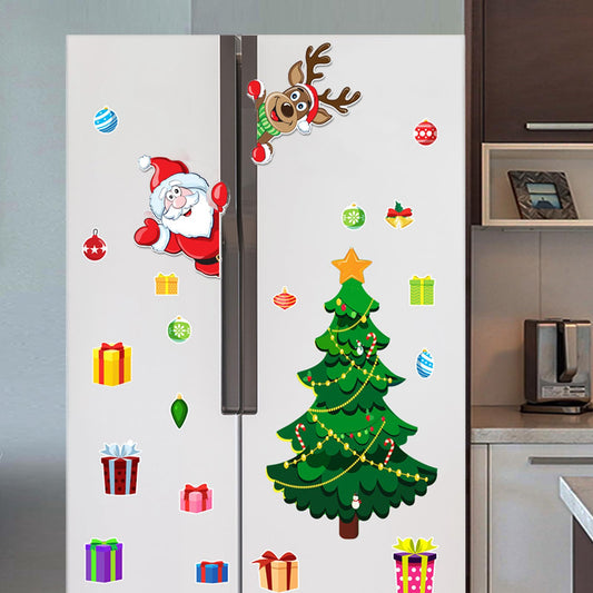 Magnetic Christmas Tree for Refrigerator, Soft Magnetic Ornaments Set, Reusable Holiday Decor for Kids & Family, Lovely Xmas Decoration for Home, Kitchen, Office (Xmas Tree-A)