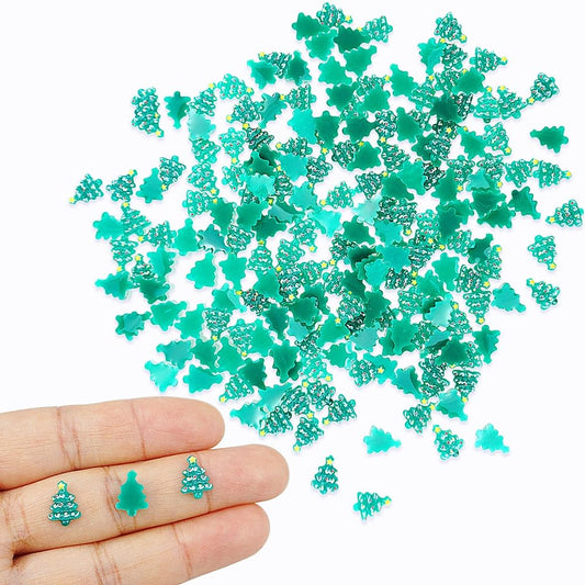 SaktopDeco 200 PCS Miniature Resin Christmas Tree Flatback Holiday Embellishments for Festival Scrapbooks Accessories