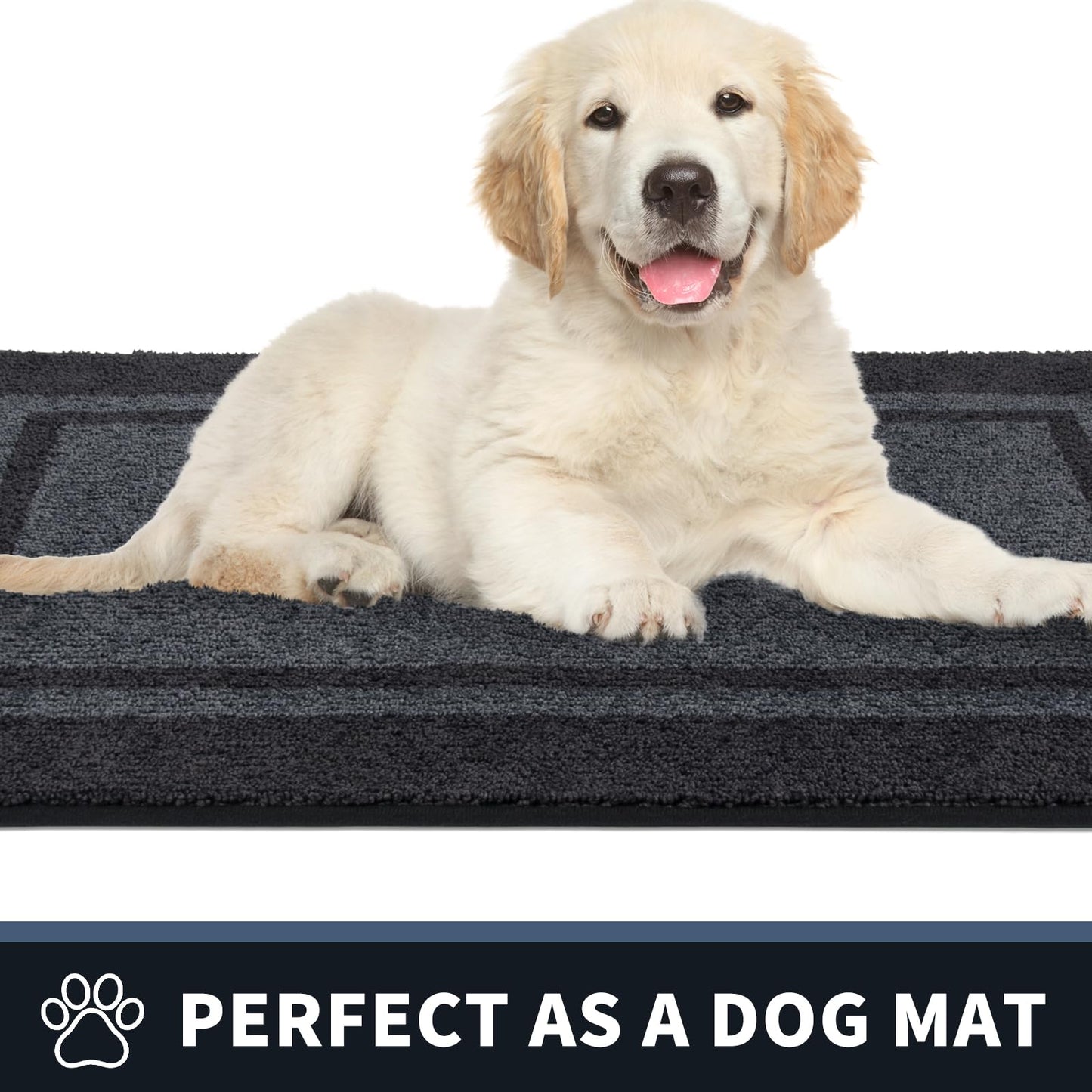 PURRUGS Dirt Trapping Door Mat 20" x 32", Non-Slip Machine Washable Entryway Rug, Entrance Mat, Indoor Front Door Mat, Super Absorbent Entry Rug for Muddy Shoes & Paws, Bluish Grey & Charcoal