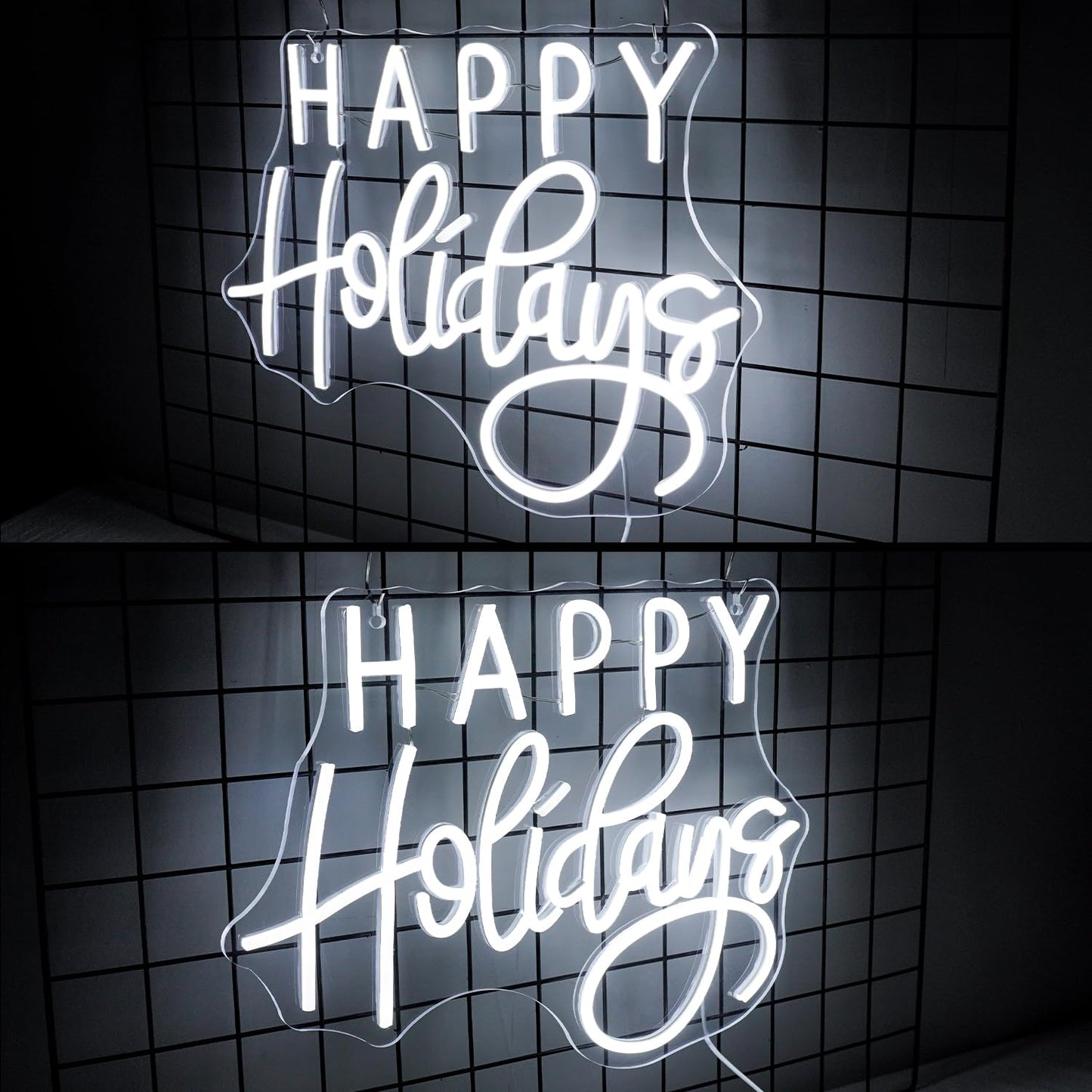Horseneon Happy Holidays Neon Sign, Merry Christmas Neon Sign for Wall Decor, LED Sign with USB Powered for Party, Home, Bedroom, Living Room, Bar