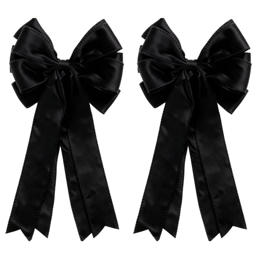 Meseey Large Velvet Bows for Farmhouse Wreaths, 20 x 10 Inches, 2 Pack, Door Decorations (Black)
