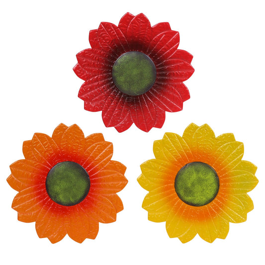 YEAHOME Sunflower Wall Decor - 9 inch Metal Flower Wall Art Decorations, Sunflower Yard Garden Decor Hanging for Kitchen, Bathroom, Bedroom,Handmade Gift for Home, Indoor or Outdoor (Set of 3)