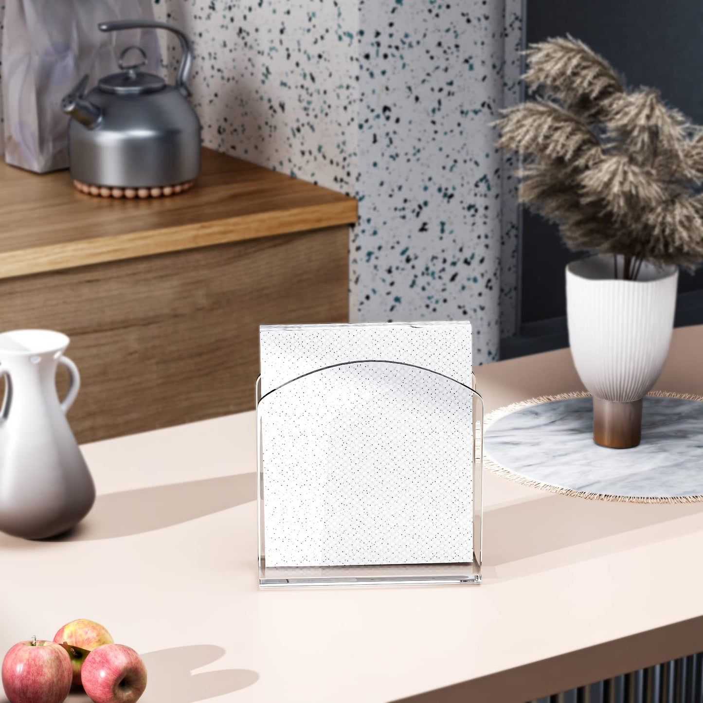 PITBVO Napkin Holder, 2 Pack Clear Acrylic Napkin Tissue Holder for Table,Tissue Paper Cocktail Napkin Holder for Kitchen, Dinner Napkin Dispenser for Bar, Restaurant