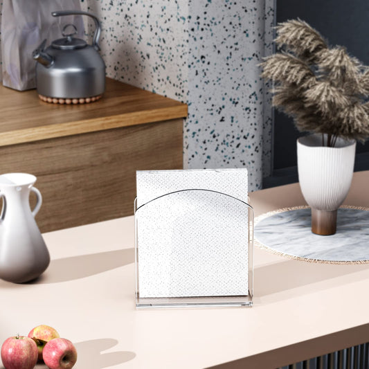 PITBVO Napkin Holder, 2 Pack Clear Acrylic Napkin Tissue Holder for Table,Tissue Paper Cocktail Napkin Holder for Kitchen, Dinner Napkin Dispenser for Bar, Restaurant