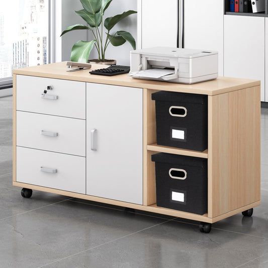 Tcbelosion Portable File Organizer Box with Lid, Filing Box with Handle, Multi-Label Slots, Perfect for Office/Home/Decor (Black)