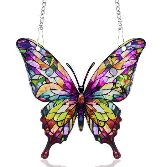 Butterfly Gifts for Women, Butterfly Ornaments Suncatcher Acrylic Decorations Stained Glass Effect Window Hanging with Chain 2026 Inspirational Butterflies Sun Catcher Decor for Christmas Tree
