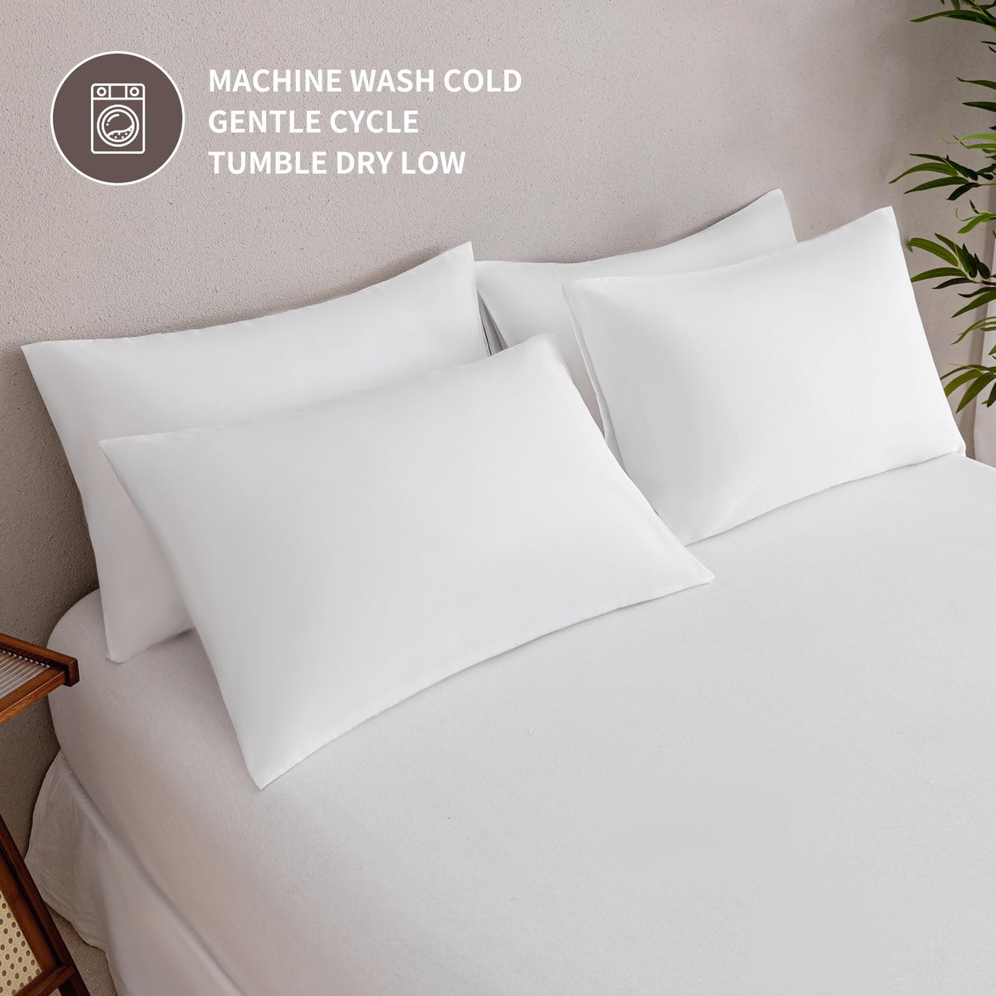 MINIPANDA White Pillow Cases Set of 4 Queen Size - Super Soft, Smooth and Breathable Pillow Cases Queen- Envelope Design - Machine Washable Lightweight (20X30 Inches (4 Piece))
