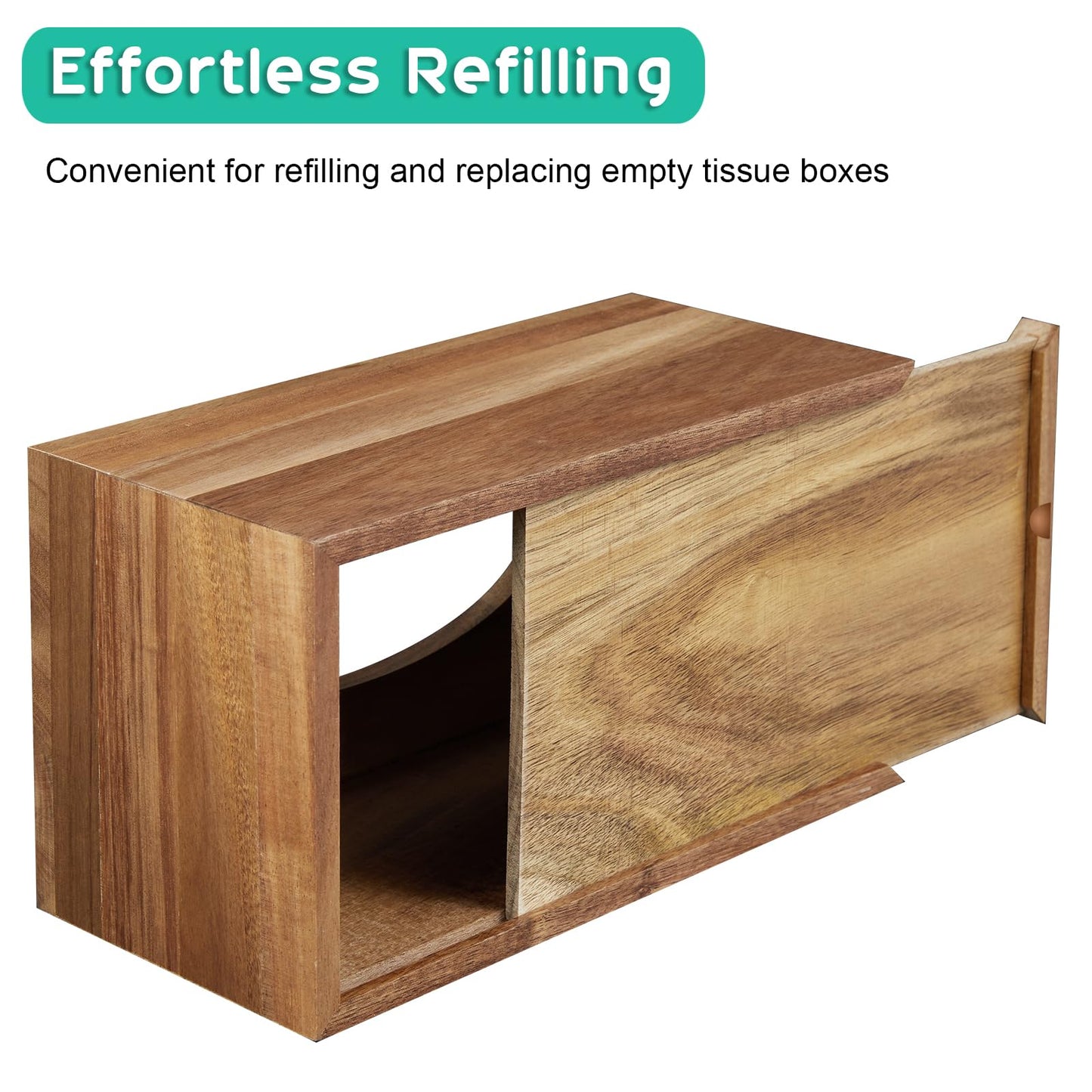 ALELION Rectangular Tissue Box Cover for 120, 160 Count Box - Acacia Wood Rectangle Tissue Box Holder - Decorative Facial Cube Tissue Box Cover for Tabletop Night Stands Bathroom Office