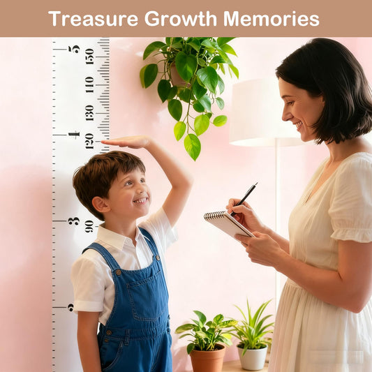 Height Chart for Kids, Growth Chart for Wall, 77"x7.9" Premium Canvas Removable Height Chart for Kids Baby Child Toddler Boys Girls Height Measurement for Wall (Black & White)