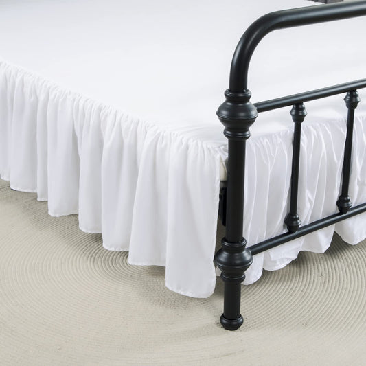 xuan dian Bed Skirt Queen Size Ruffled Bed Skirt with Split Corners, 14 Inch Drop Dust Ruffle Bed Skirt with Platform, White
