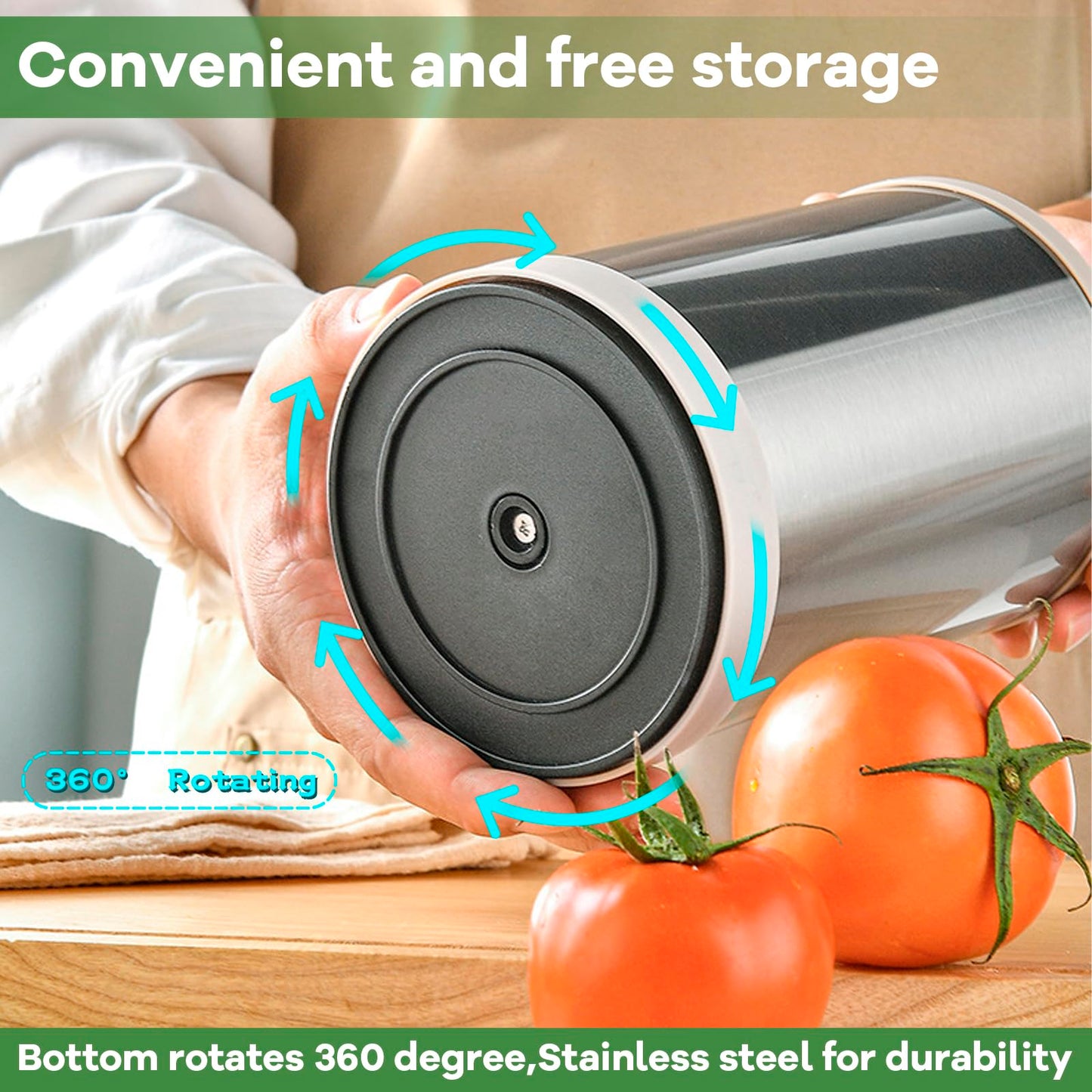TIMENIL Kitchen Utensil Holder for Countertop, 360°Rotating Cooking Utensil Crocks，4 Compartment Stainless Steel Utensil Holder,6.7”Large Utensil Crock Spoon Fork Knife Holder For Kitchen Counter