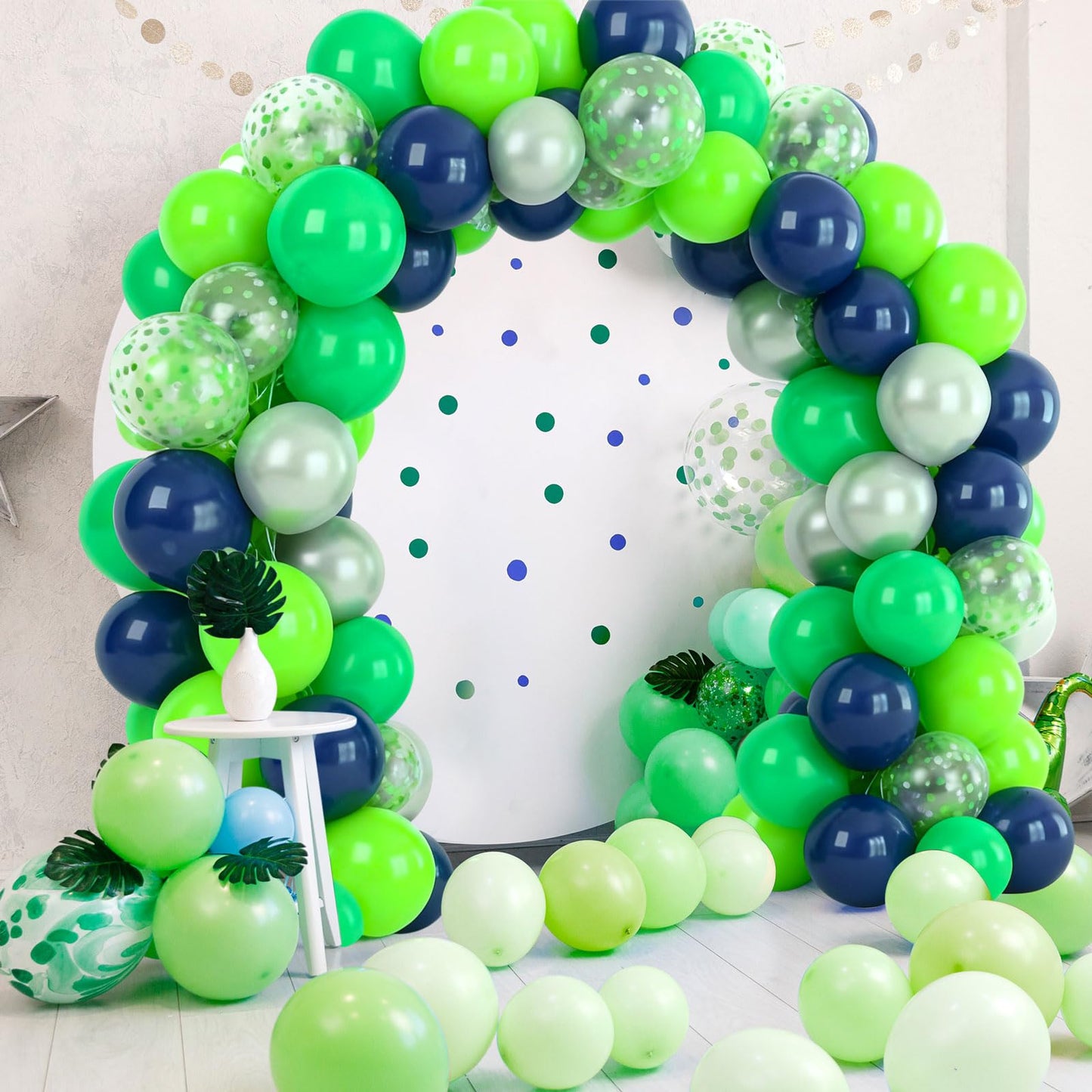 Metallic Silver Balloon Dark Blue Green Balloons and Green Confetti Balloons for Birthday Retirement Bridal Shower Congrats Graduation Wedding Anniversary Party Decoration