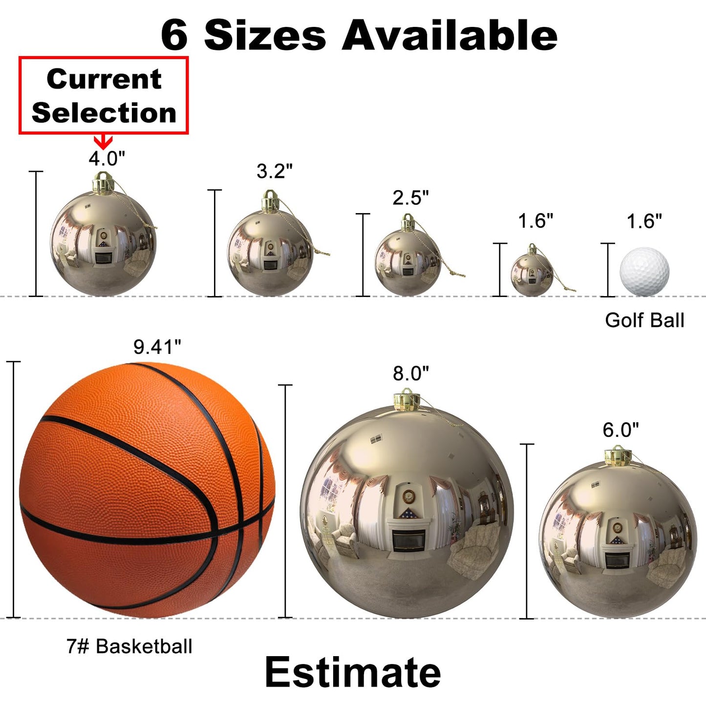 Champagne Gold Set of XL (4.0") 4PCS Christmas Balls - Christmas Tree Decoration Ornaments Shatterproof Hanging Balls for New Year Easter Valentine Holiday Decorations