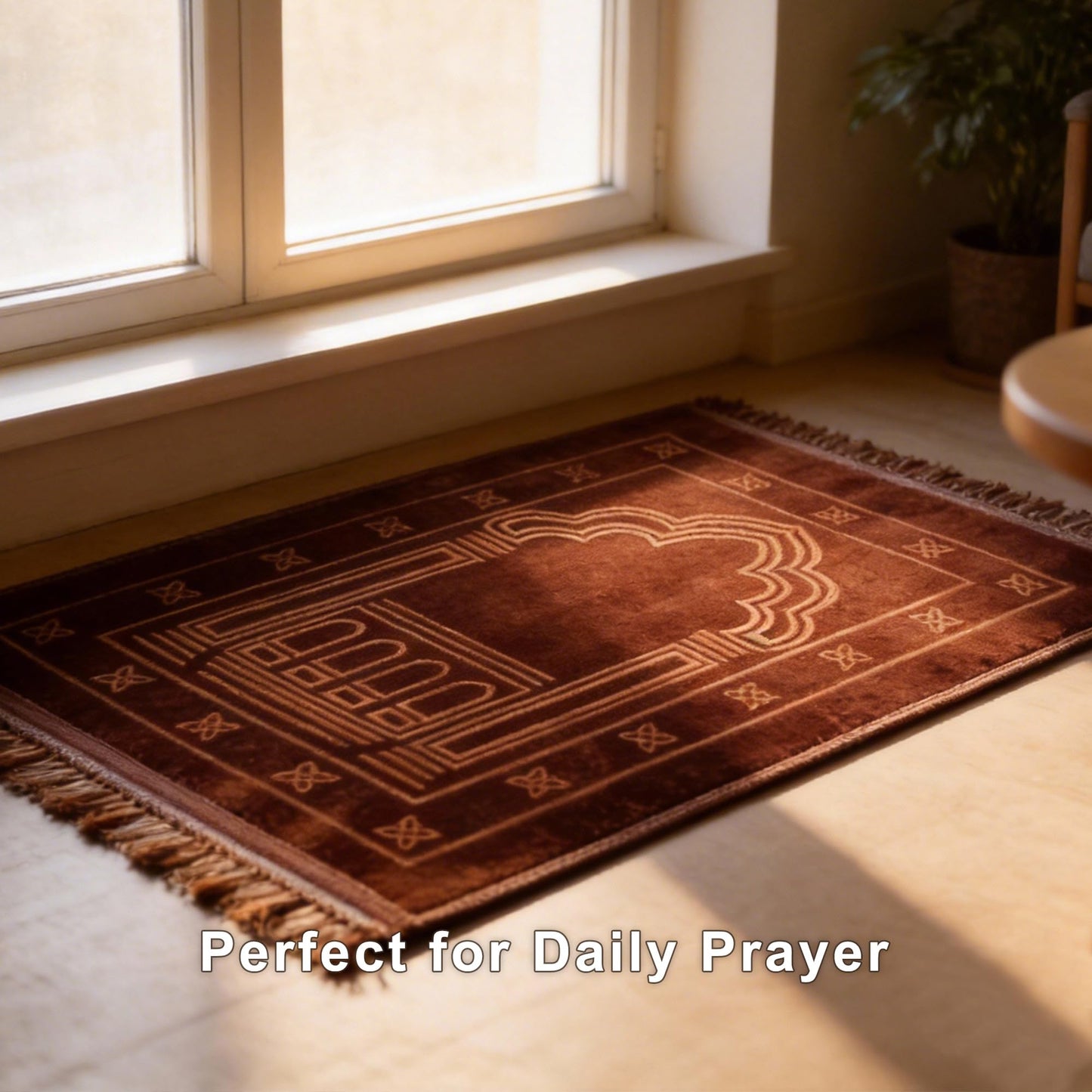 Muslim Prayer Rug-Soft Thick Velvet Islamic Prayer Mat, Traditional Sajadah with Tassels for Men and Women, Comfortable Daily Prayer at Home, Mosque or Travel.