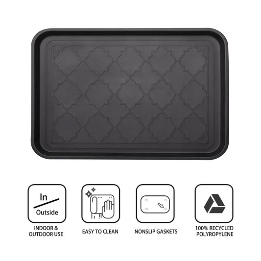 WATANIYA PET Boot Tray for Entryway Indoor, Heavy Duty Shoe Mat Tray 2 Packs, 16.7"x12.8" Waterproof Shoes Trays with Raised Edge, Outdoor Multi-Purpose Mats for Boots, Garden, Pets
