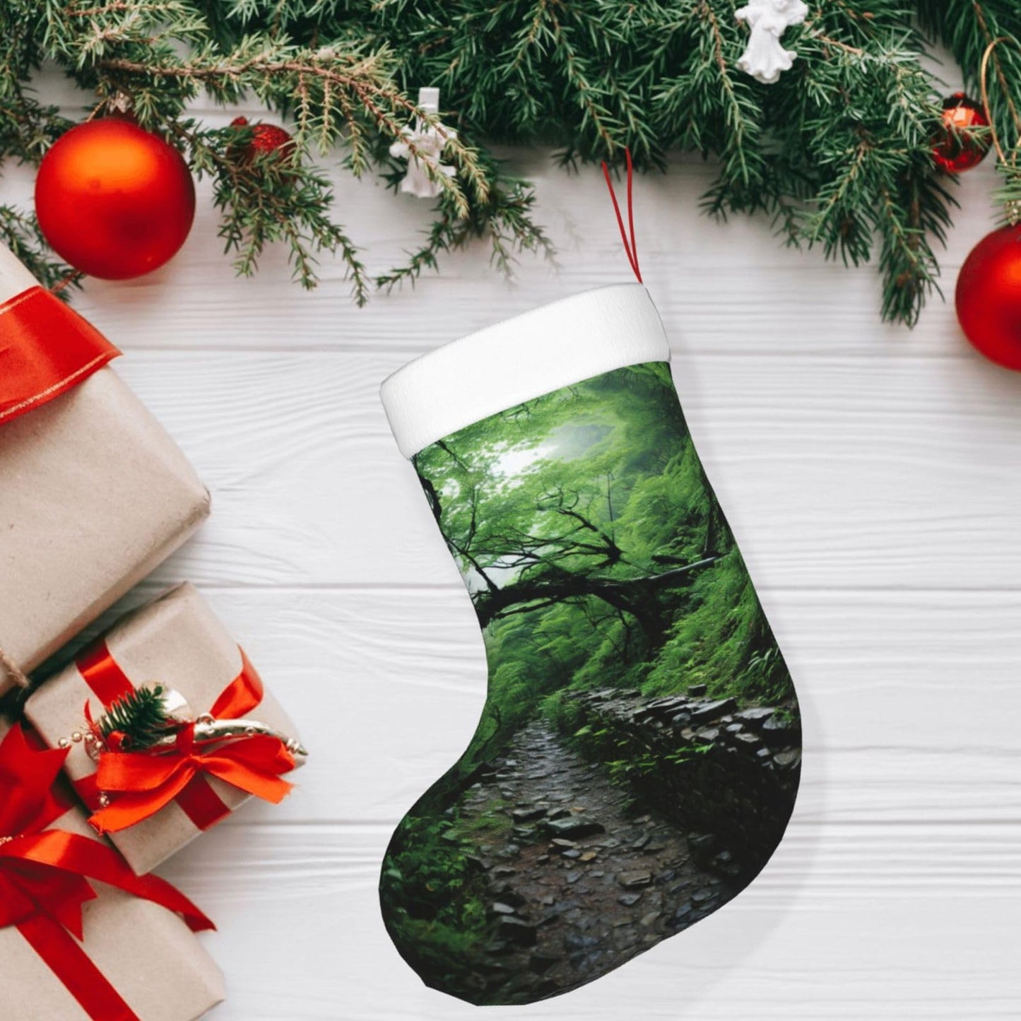 KOPUUYRD Tree Art Print Luxurious Holiday Socks,Unique Christmas Socks for Joyful Season,Festive Ornament Classic