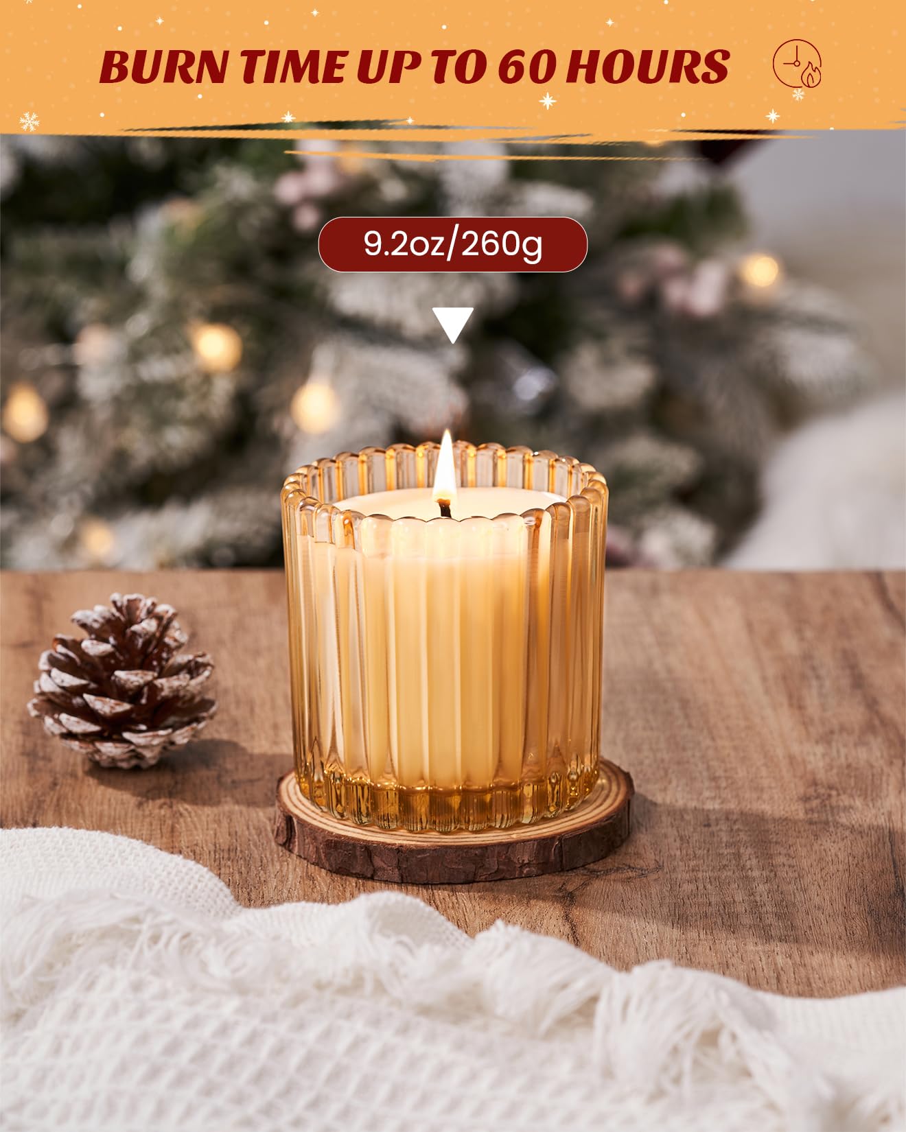M&SENSE Soy Candles for Home Scented, Christmas Eggnog Non Toxic Candles, 9.2oz Natural Organic Clean Burning 60 Hours, Christmas Kitchen Decor Gifts for Women